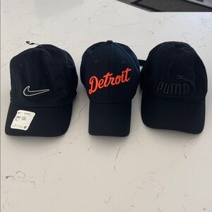 Nike, Detroit, and Puma Black Caps